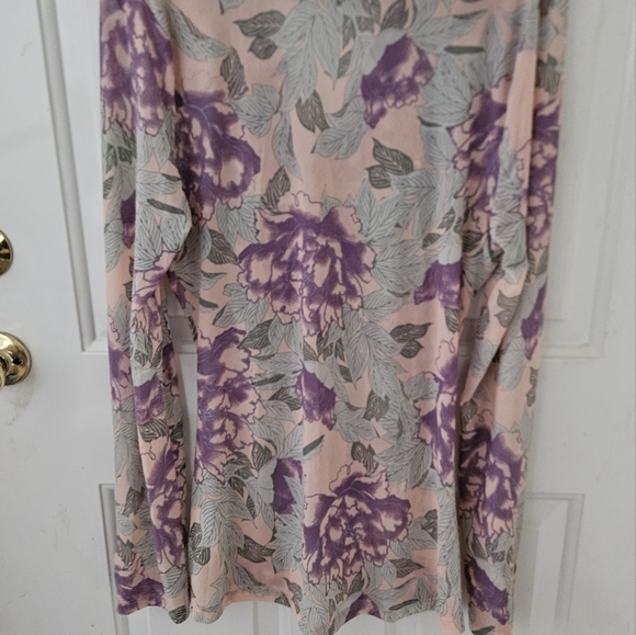 Free People Floral Button Up Ruched  Semi Sheer Lucky Shirtee XL - Picture 3 of 7